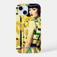 RETRO 60s BEAUTY GEOMETRIC YELLOW GREEN Phone Case