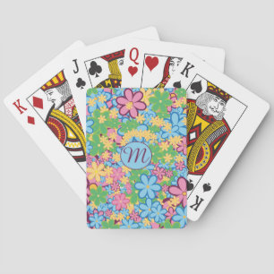 Retro 60s Colourful Flower Pattern Playing Cards