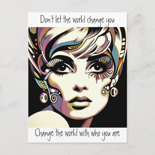Retro 60's Face and Quote Postcard (Front)