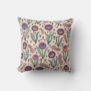 Retro 60s Floral: Home Decor Pattern Throw Pillow
