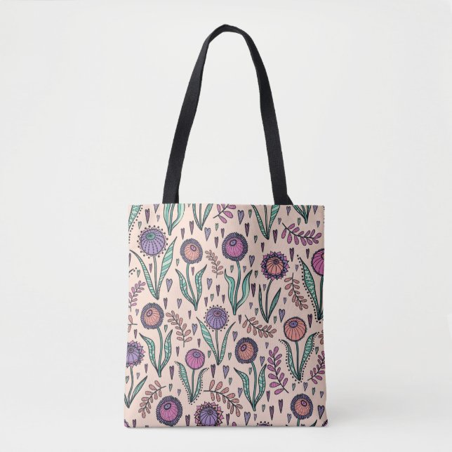 Retro 60s Floral: Home Decor Pattern Tote Bag (Front)