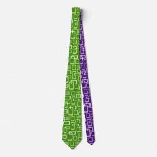 Retro 60's green and purple squares pattern custom tie