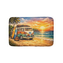 Retro 60s Hippie Beach Bus Sunset | Surf Van Life