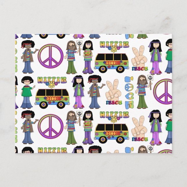 Retro 60s Hippie Love Peace Postcard (Front)