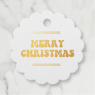 Retro 60s Hippie Merry Christmas real gold foil Favour Tags