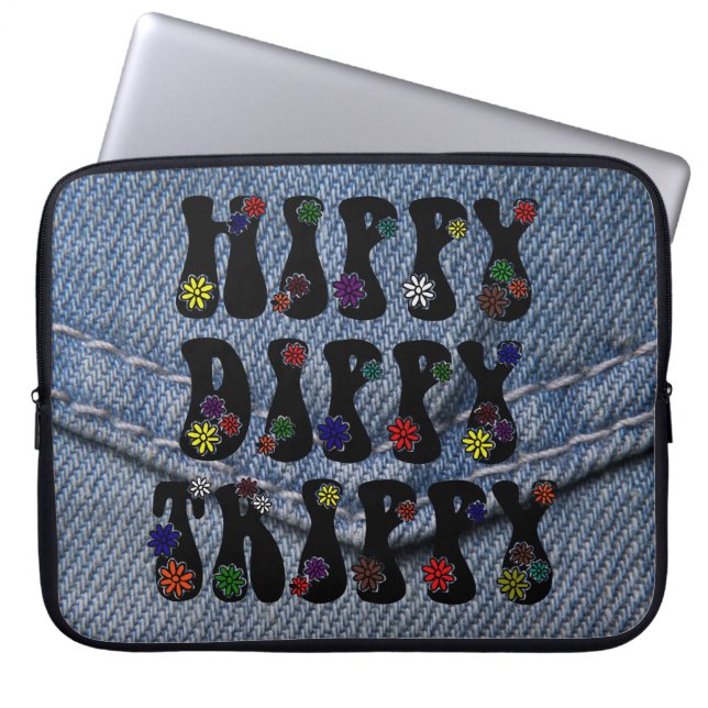 Retro 60s Hippy Dippy Trippy Laptop Sleeve (Front)