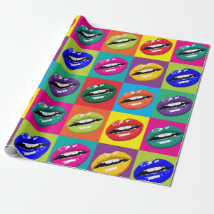 Retro 60s Lips Pop Culture Art Deco Gift Wrapping Paper
