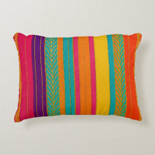 Retro 60s MOD Bright Stripes Accent Pillow