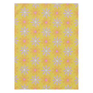 Retro 60s Mod Pop Flower Pattern in Yellow   Tablecloth