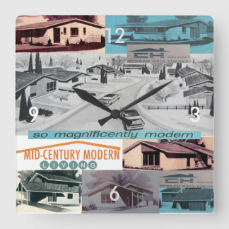 Retro 60s Modern Mosaic Square Wall Clock