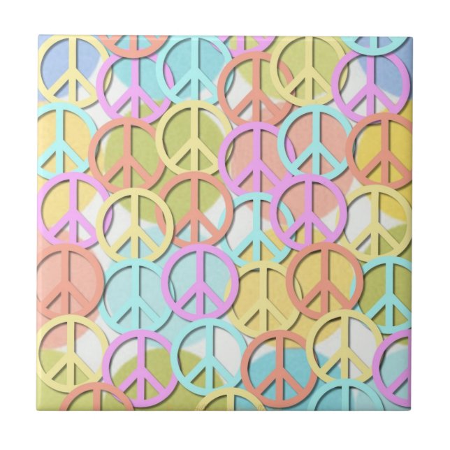 Retro 60s Pastel Symboles de Paix MOD Carreaux (Devant)