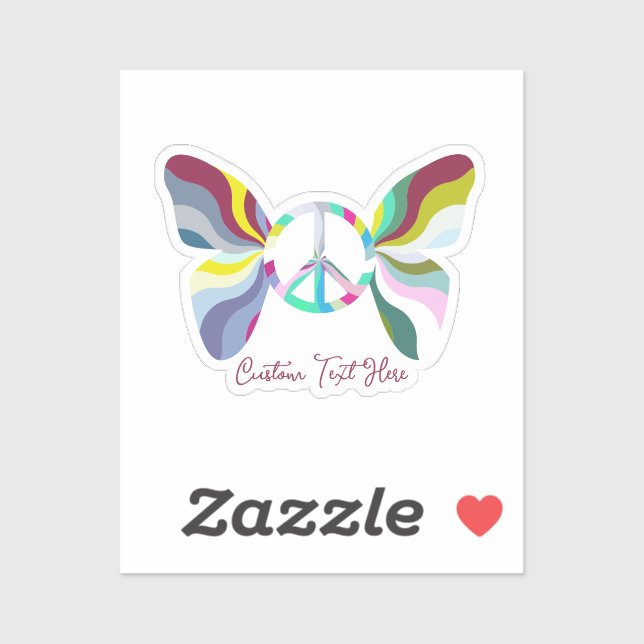 Retro 60s Peace Sign Butterfly Rainbow Colours Rec (Sheet)