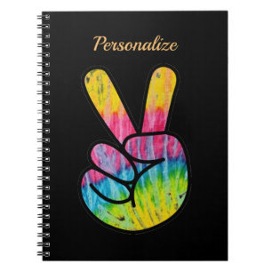 Retro 60s Peace Sign Hippie Colourful Personalize Notebook
