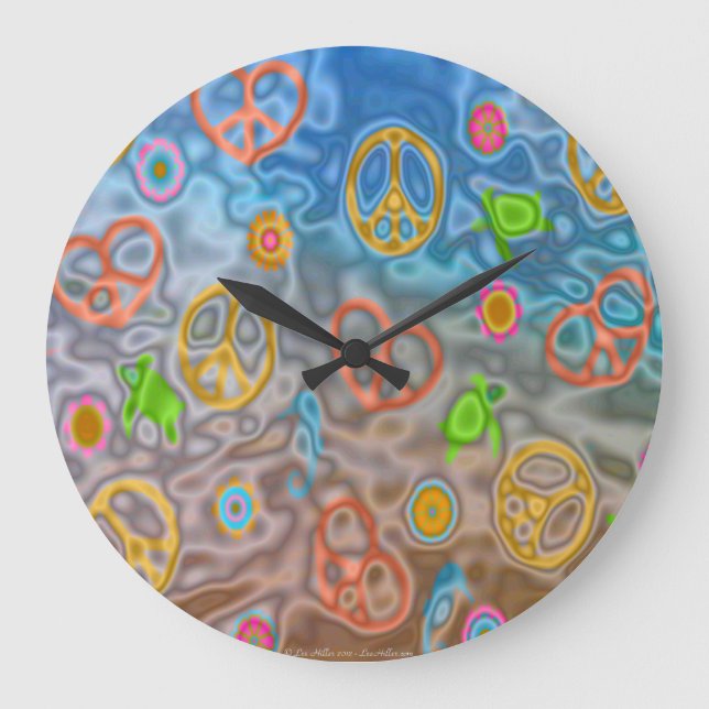 Retro 60s Peaceful Ocean Creatures Clock (Front)