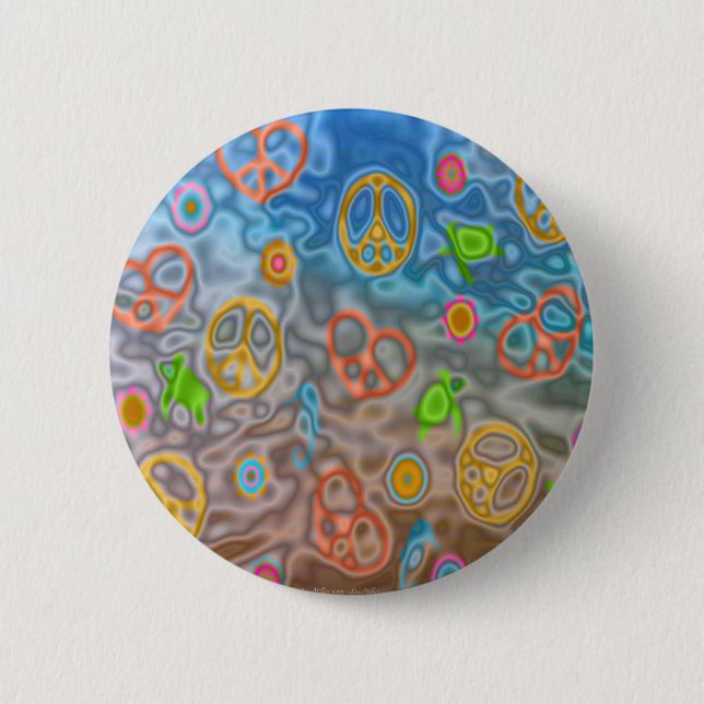 Retro 60s Peaceful Ocean Life Apparel Gifts 2 Inch Round Button (Front)