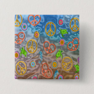 Retro 60s Peaceful Ocean Life Apparel Gifts 2 Inch Square Button