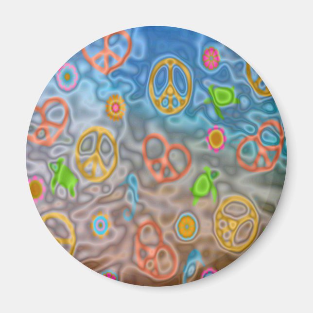 Retro 60s Peaceful Ocean Life Apparel Gifts Magnet (Front)