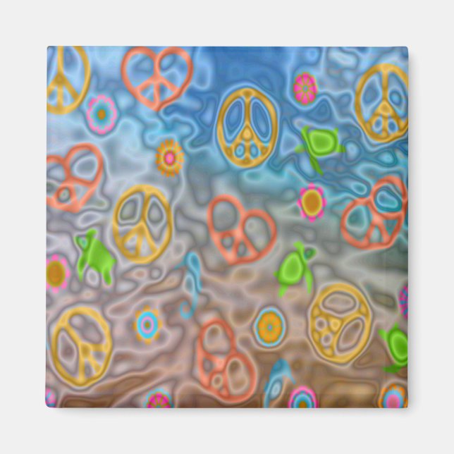 Retro 60s Peaceful Ocean Life Apparel Gifts Magnet (Front)