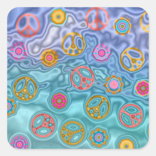 Retro 60s Peaceful Ocean Waves Apparel Gifts Square Sticker