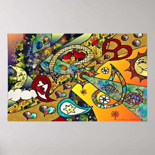 Retro 60s Psychedelic Cycle Of Life Print Poster (Front)
