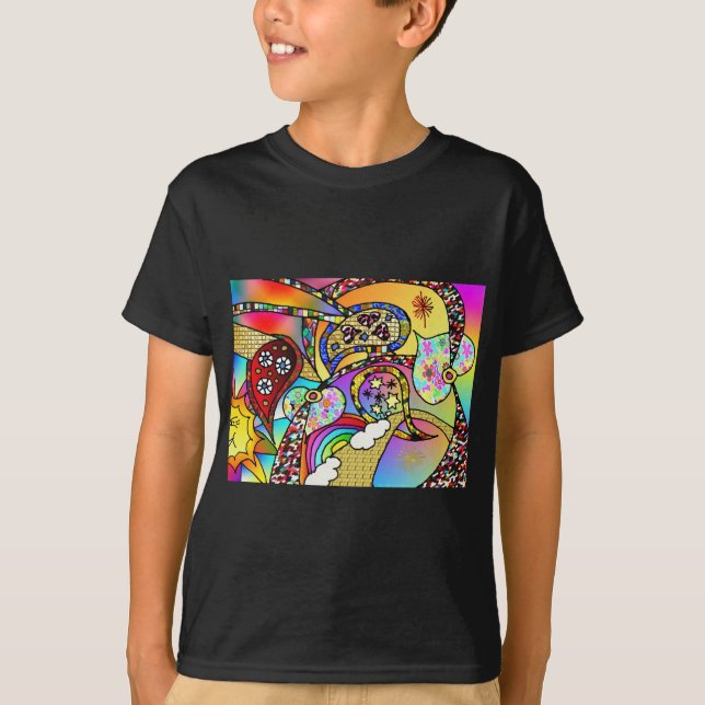 Retro 60s Psychedelic Hearts Paisley Gifts Apparel T-Shirt (Front)