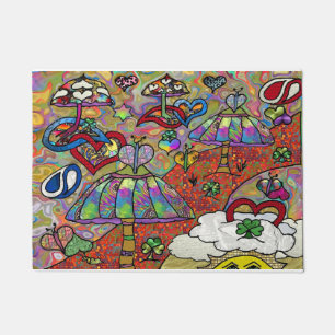 Retro 60s Psychedelic Magic Mushroom Door Mat