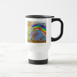 Retro 60s Psychedelic Magic Mushrooms Travel Mug
