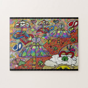 Retro 60s Psychedelic Magic Puzzle de champignons