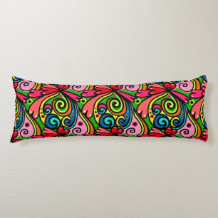 Retro 60s Psychedelic Pattern Body Pillow