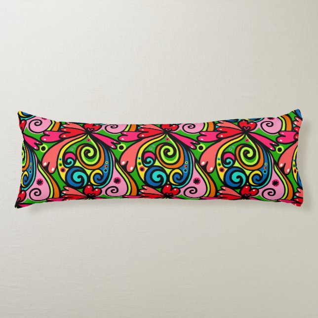 Retro 60s Psychedelic Pattern Body Pillow (Front)