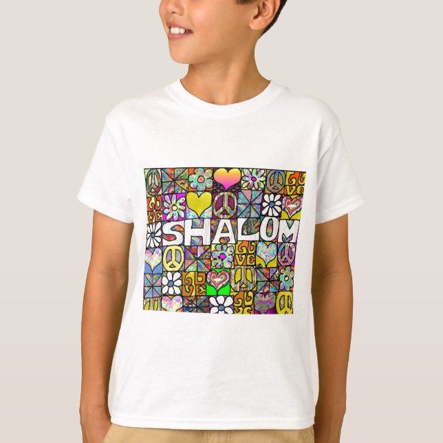 Retro 60s Psychedelic Shalom LOVE Apparel Gifts T-Shirt (Front)