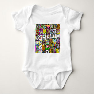 Retro 60s Psychedelic Shalom LOVE Baby Bodysuit