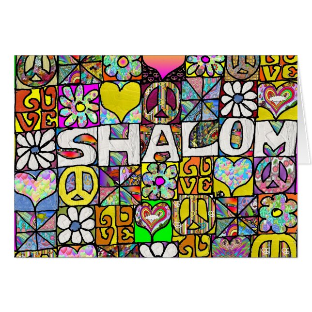 Retro 60s Psychedelic Shalom LOVE Card (Front Horizontal)