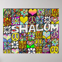 Retro 60s Psychedelic Shalom LOVE Imprimer Poster