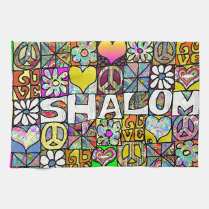 Retro 60s Psychedelic Shalom LOVE Kitchen Towel