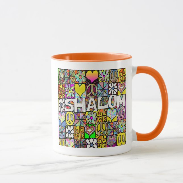 Retro 60s Psychedelic Shalom LOVE Mug (Right)