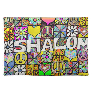 Retro 60s Psychedelic Shalom LOVE Placemat