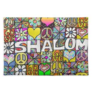 Retro 60s Psychedelic Shalom LOVE Placemat