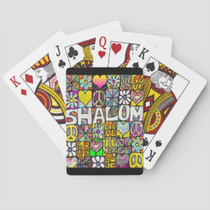 Retro 60s Psychedelic Shalom LOVE Playing Cards