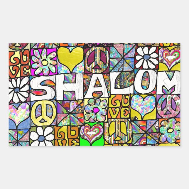 Retro 60s Psychedelic Shalom LOVE Sticker (Front)