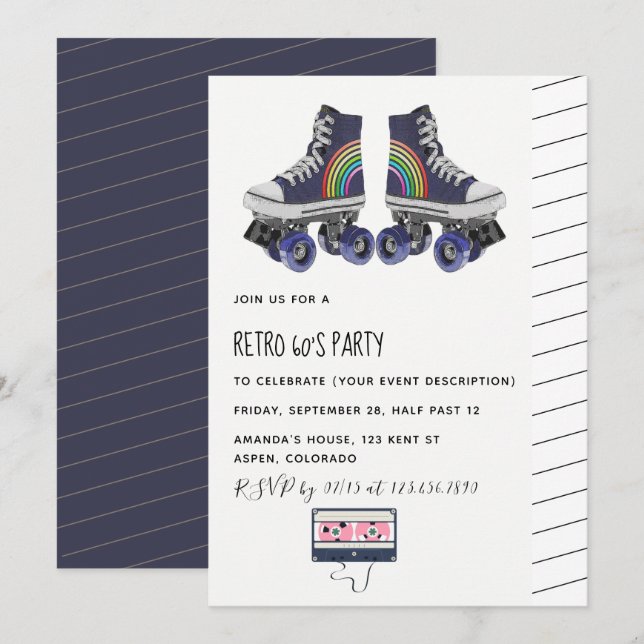 Retro 60's Theme Party Invitation (Front/Back)