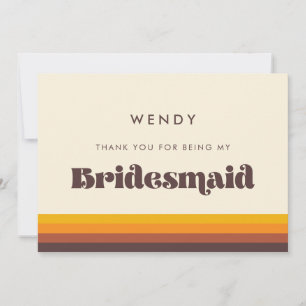 Retro 60s Vintage Bridesmaid Carte de remerciement