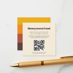 Retro 60s vintage colours Honeymoon fund QR code Enclosure Card