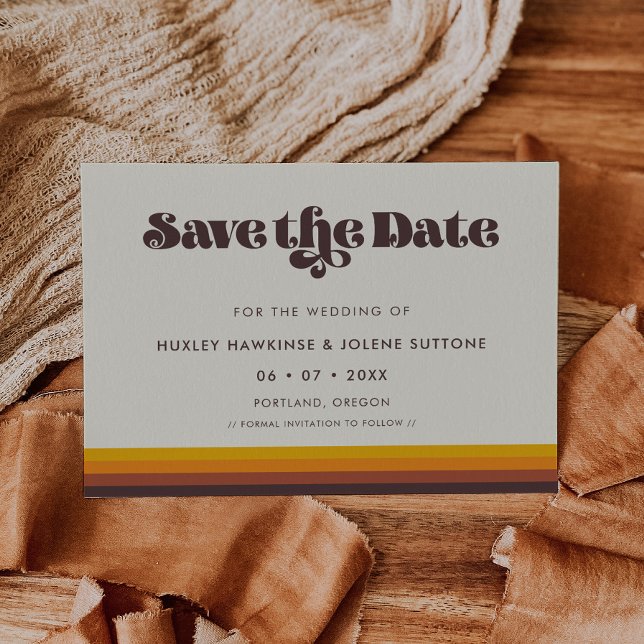 Retro 60s vintage colours Save the date invitation (Creator Uploaded)