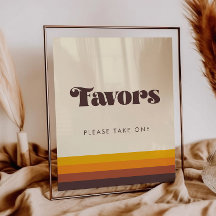 Retro 60s Vintage Mid Century Wedding Favours sign
