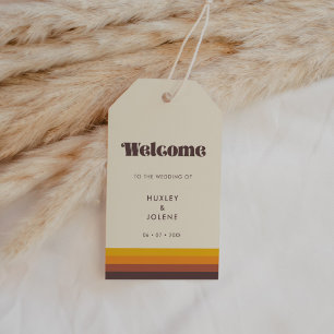 Retro 60s wedding welcome gift tags