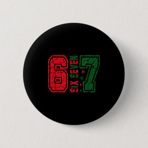 Retro 67 Funny Six Seven Meme 6 7 Number Christmas 2 Inch Round Button