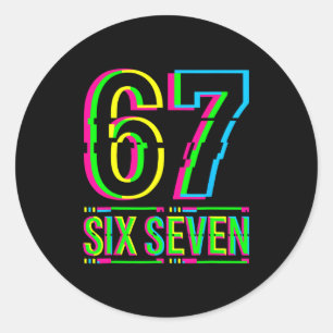 Retro 67 Meme Funny Six Seven Meme 6 7 Meme 6 7  Classic Round Sticker