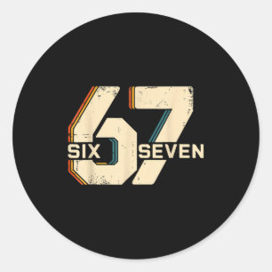 Retro 67 Six Seven 6 7 Number Vintage 67 Meme Men  Classic Round Sticker