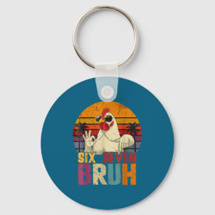 Retro 67 Six Seven Bruh Funny Chicken With Sungles Keychain